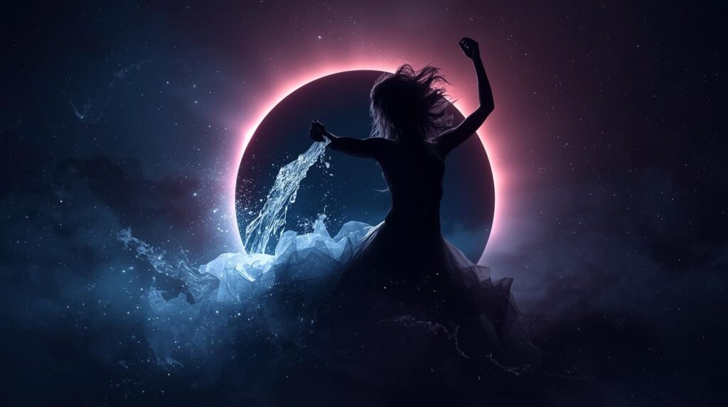 Aquarius the Water Bearer and a light Total Lunar Eclipse